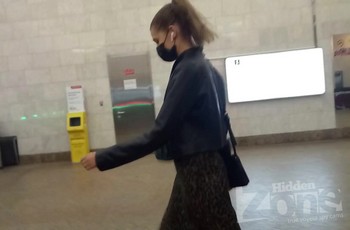 Подсмотренное под юбкой у девушки в метро